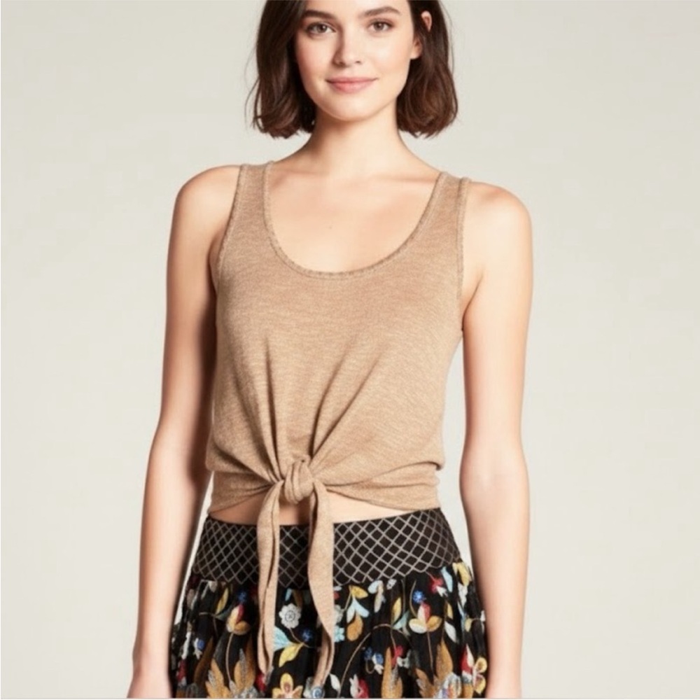 Alice + Olivia Tan Knit Tie Top